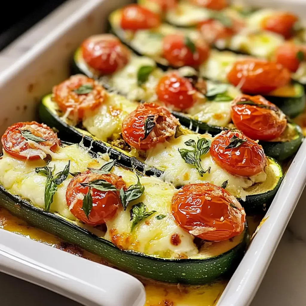 Gefüllte Zucchini mit Tomaten und Mozzarella