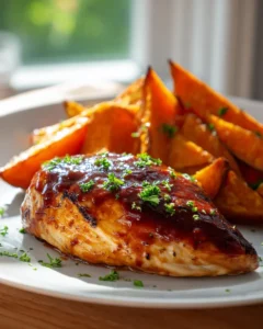 Gegrillte BBQ-Hähnchenbrust mit Süßkartoffeln