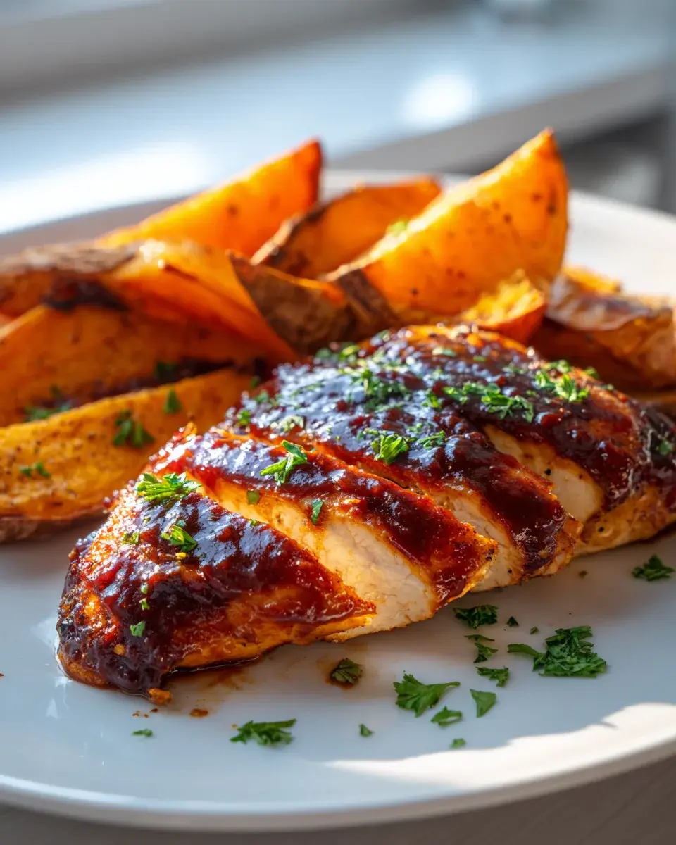 Gegrillte BBQ-Hähnchenbrust mit Süßkartoffeln Rezept