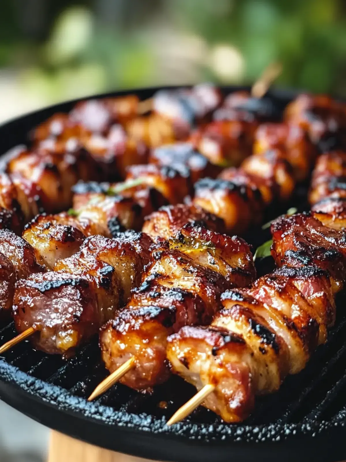 Gegrillte Honig-BBQ-Bacon-Hühnchen-Spieße