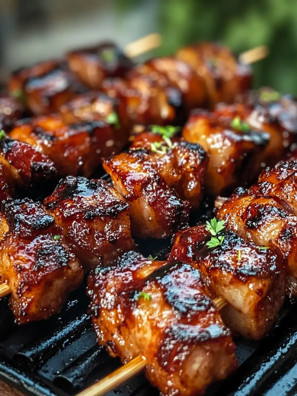 Gegrillte Honig-BBQ-Bacon-Hühnchen-Spieße