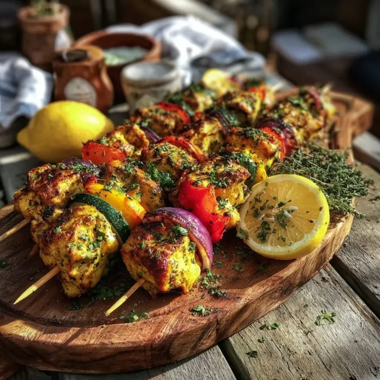 Gegrillte Hähnchen-Gemüse-Spieße