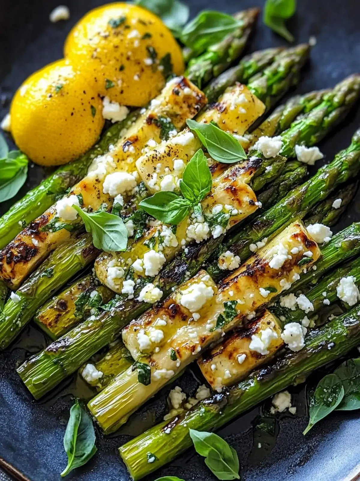 Gegrillter Spargel mit Zitrone und Feta