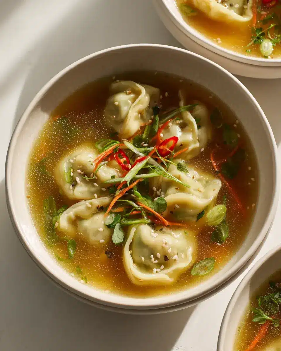Gemüse-Dumpling-Suppe mit Sesambrühe