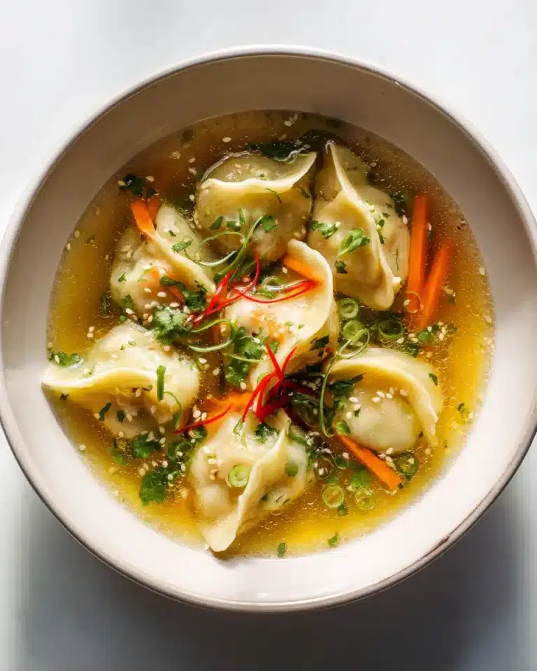 Gemüse-Dumpling-Suppe mit Sesambrühe