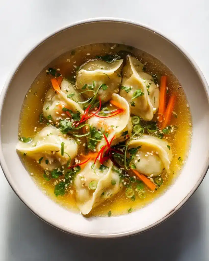 Gemüse-Dumpling-Suppe mit Sesambrühe