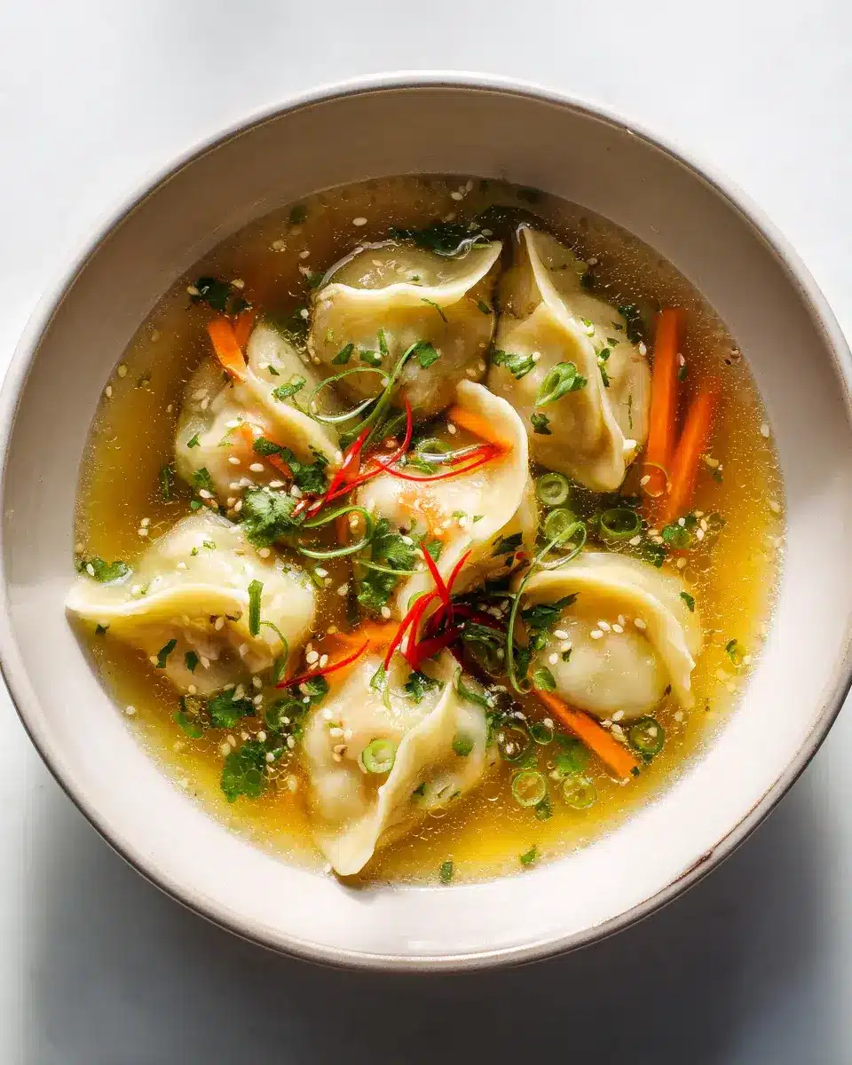 Gemüse-Dumpling-Suppe mit Sesambrühe