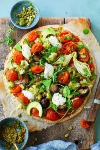 Gesunde Gemüse Pizza mit Dinkel Vollkornteig