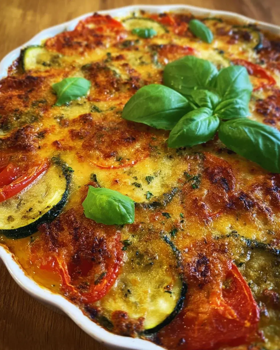 Gemüsegratin mit Pestosauce