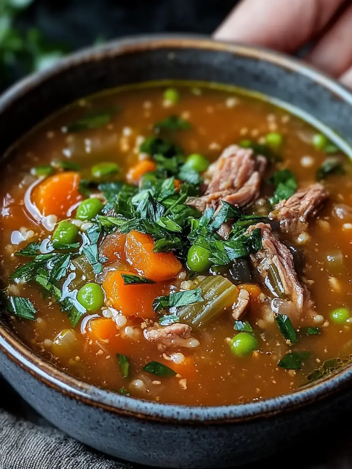 Gemütliche Crockpot Gemüse-Rinderfleischsuppe mit Gerste