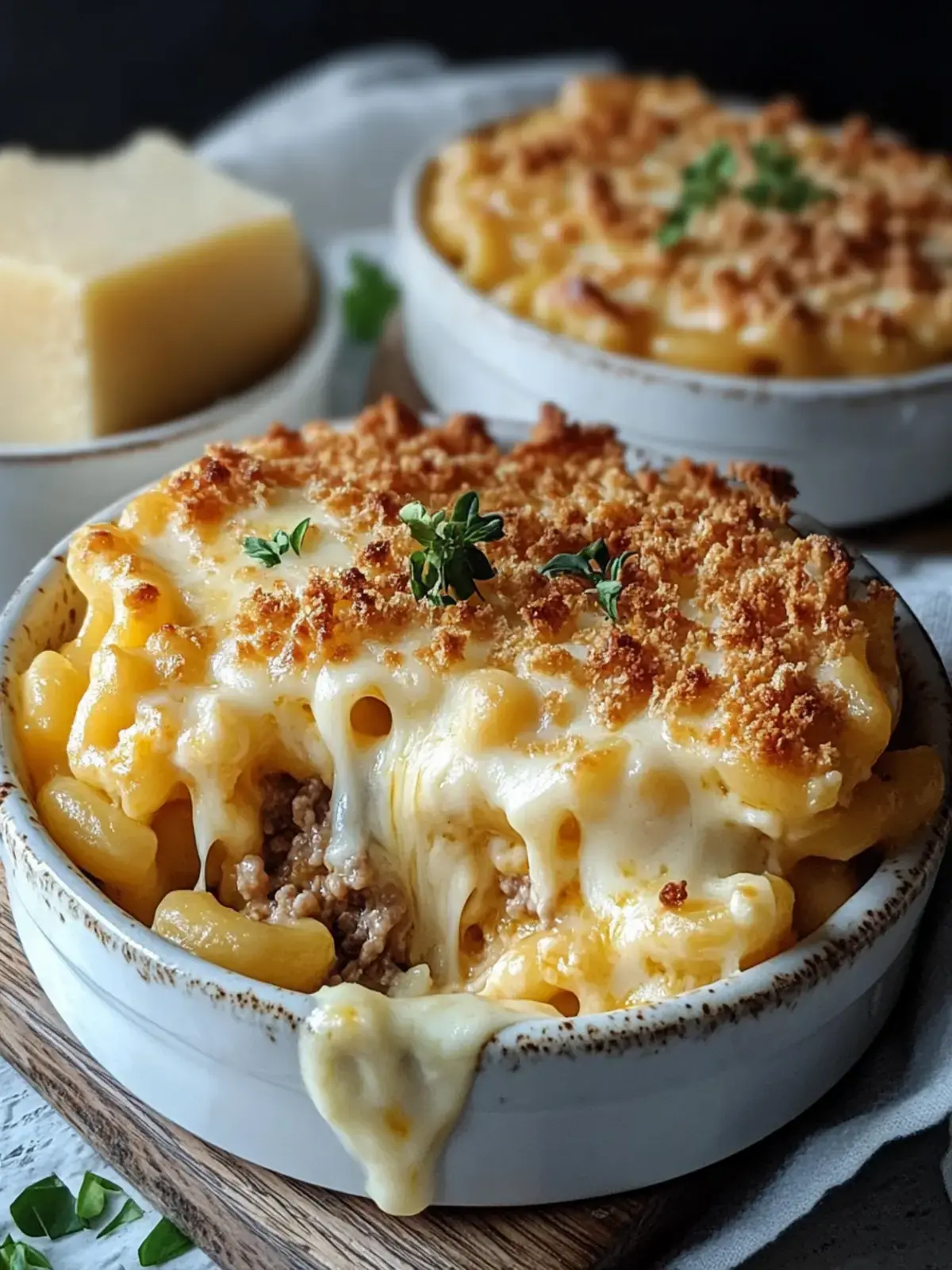 Gemütlicher Mac and Cheese Fleischlaib Auflauf