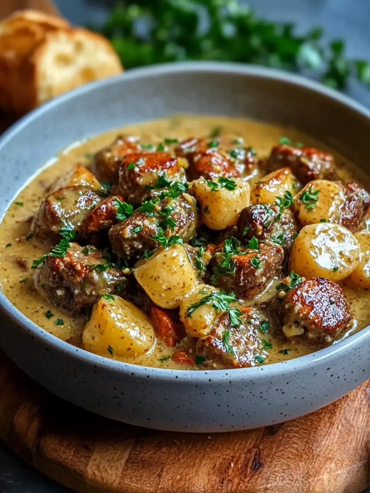 Gemütlicher Slow Cooker Cremiger Dijon Rindereintopf