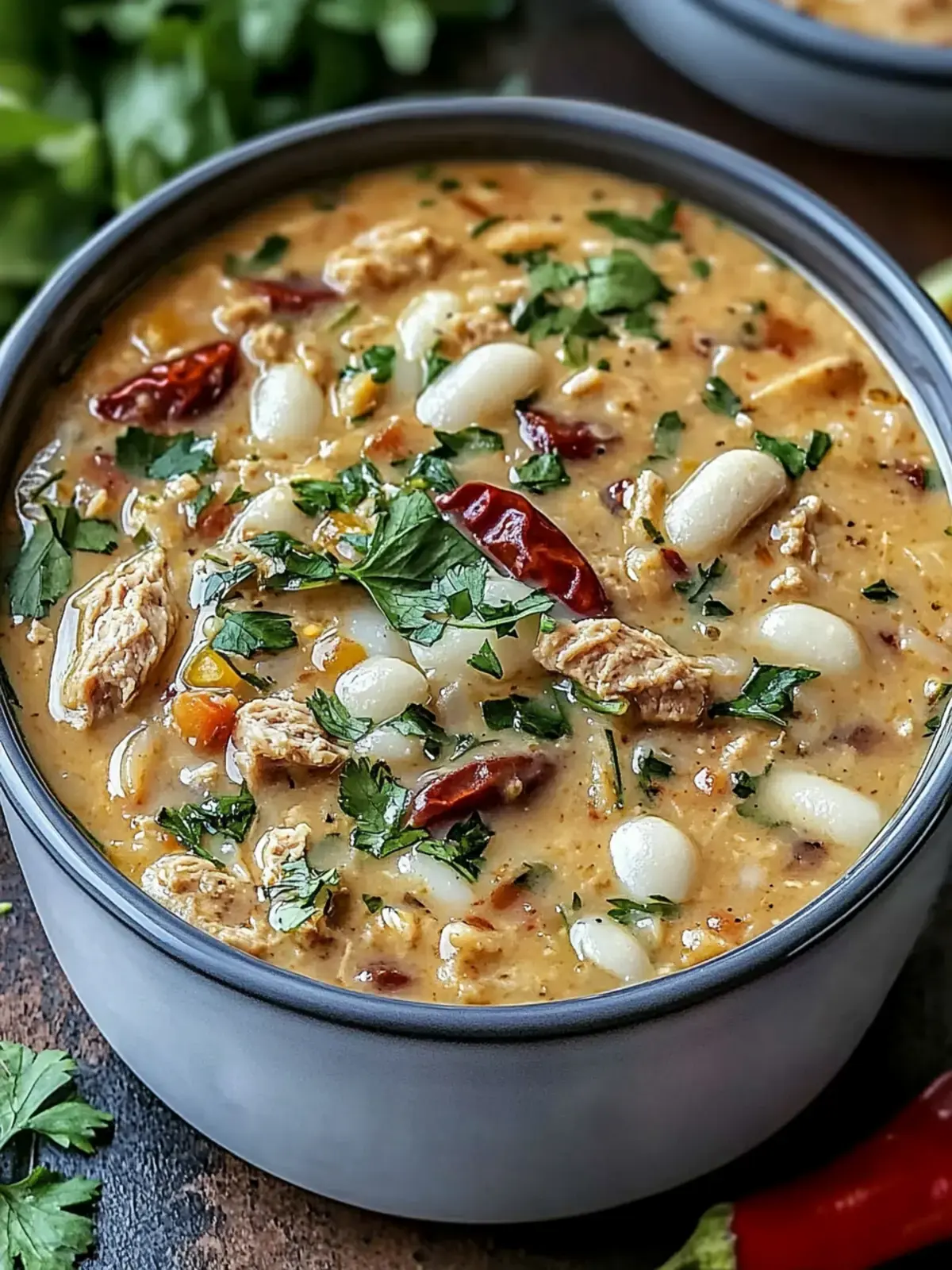 Gemütliches Cajun Weißes Hühnchen Chili