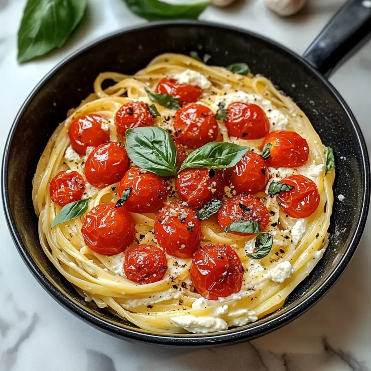 Geröstete Tomaten Knoblauch Ricotta Pasta