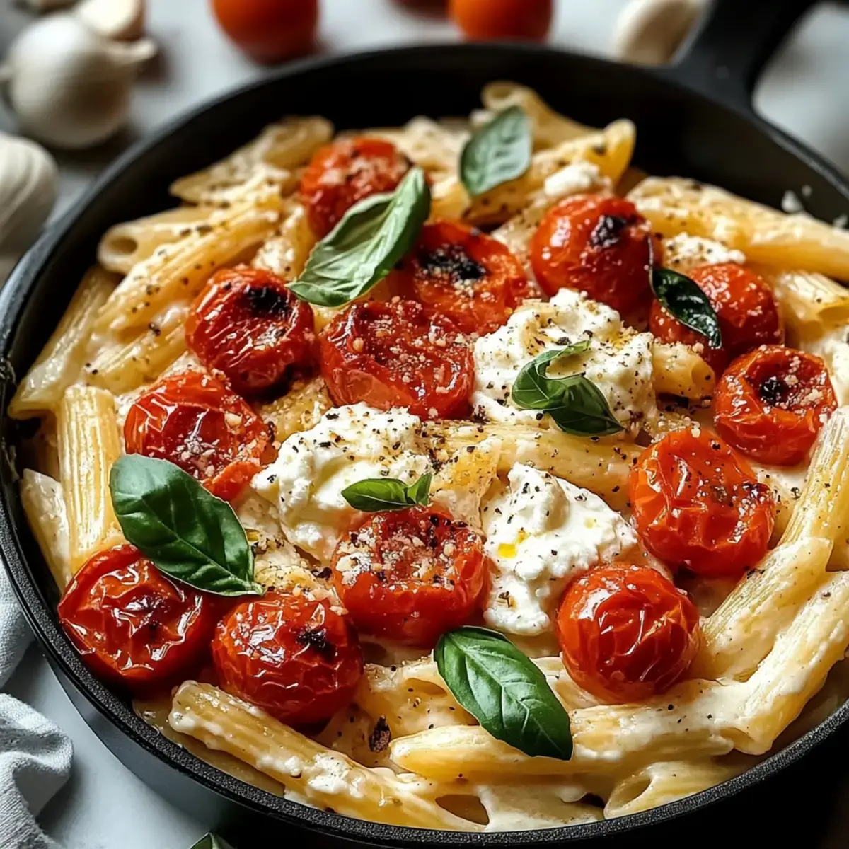 Geröstete Tomaten und Knoblauch Ricotta Pasta