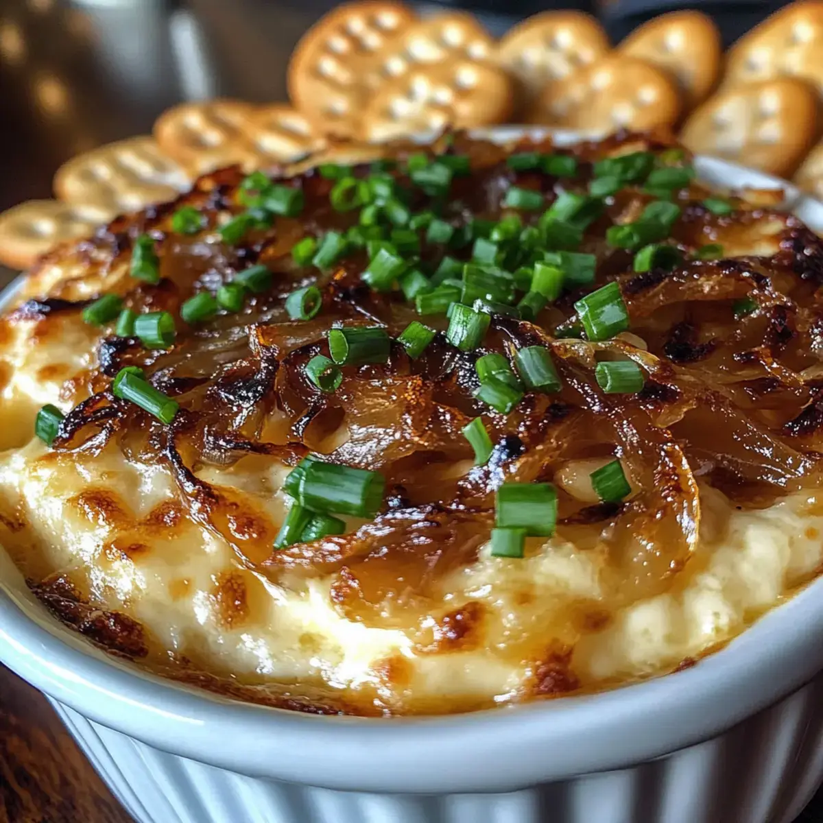 Geräucherter Gouda karamellisierter Zwiebel Dip