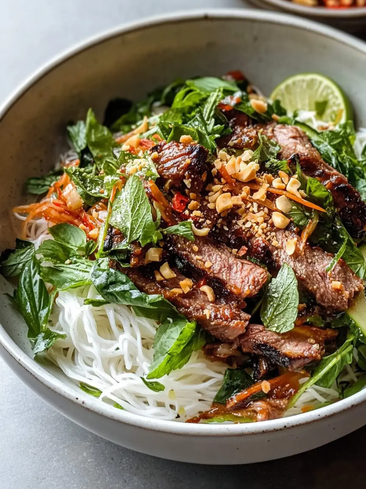 Geschmacksintensive vietnamesische BBQ-Rindfleisch-Nudelsalat