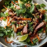 Geschmacksintensive vietnamesische BBQ Rindfleisch Nudelsalat