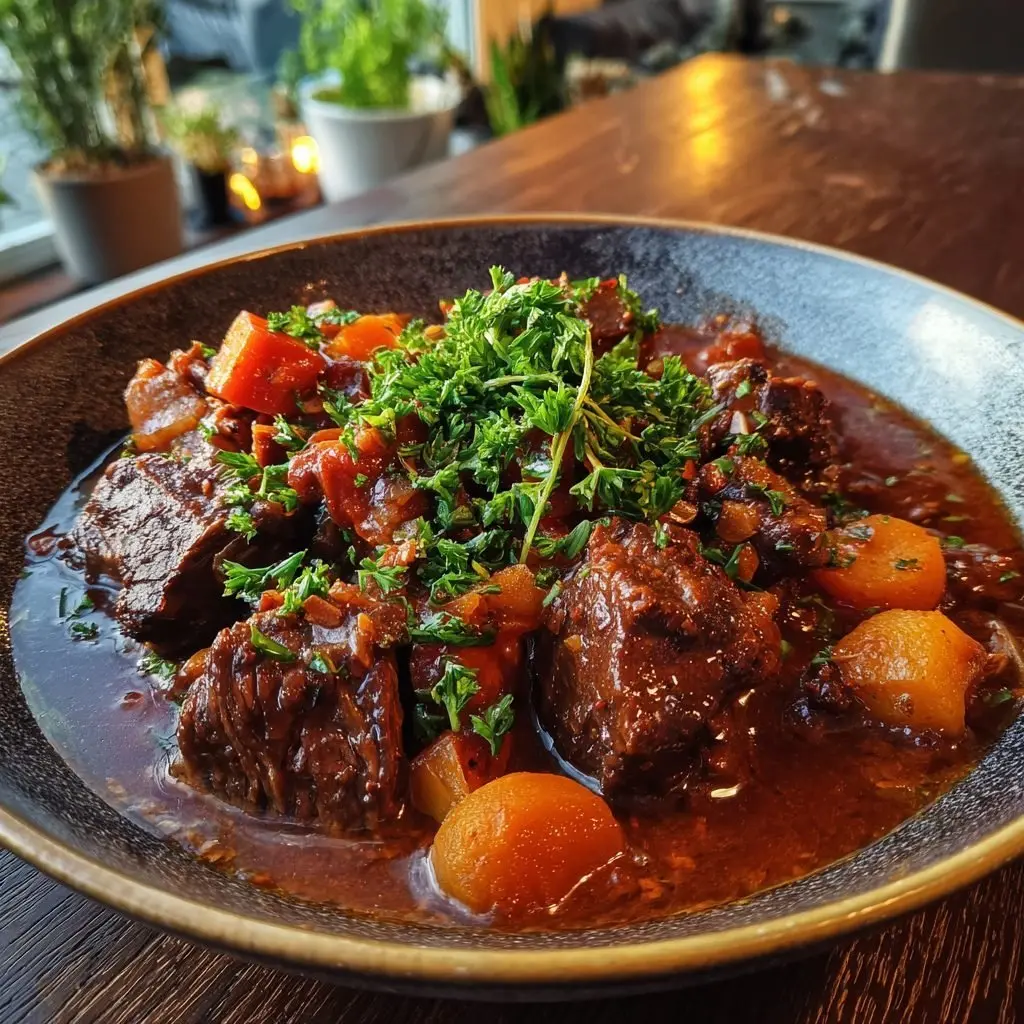 Geschmortes Rindergulasch Mairübchen