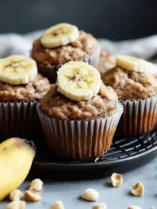 Gesunde Erdnussbutter Bananen Muffins