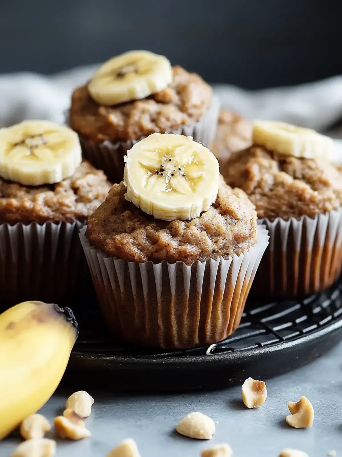 Gesunde Erdnussbutter Bananen Muffins
