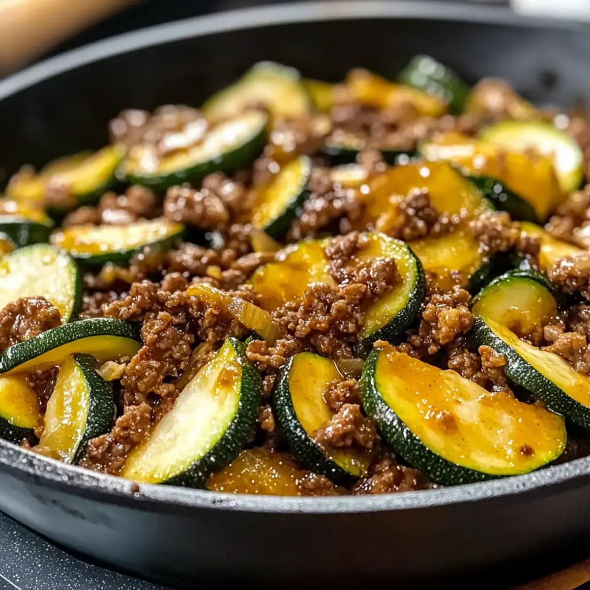 Gesunde ketogene Zucchini-Hackfleisch-Pfanne