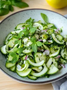 Frischer Gesunder Gurken- und Minzsalat