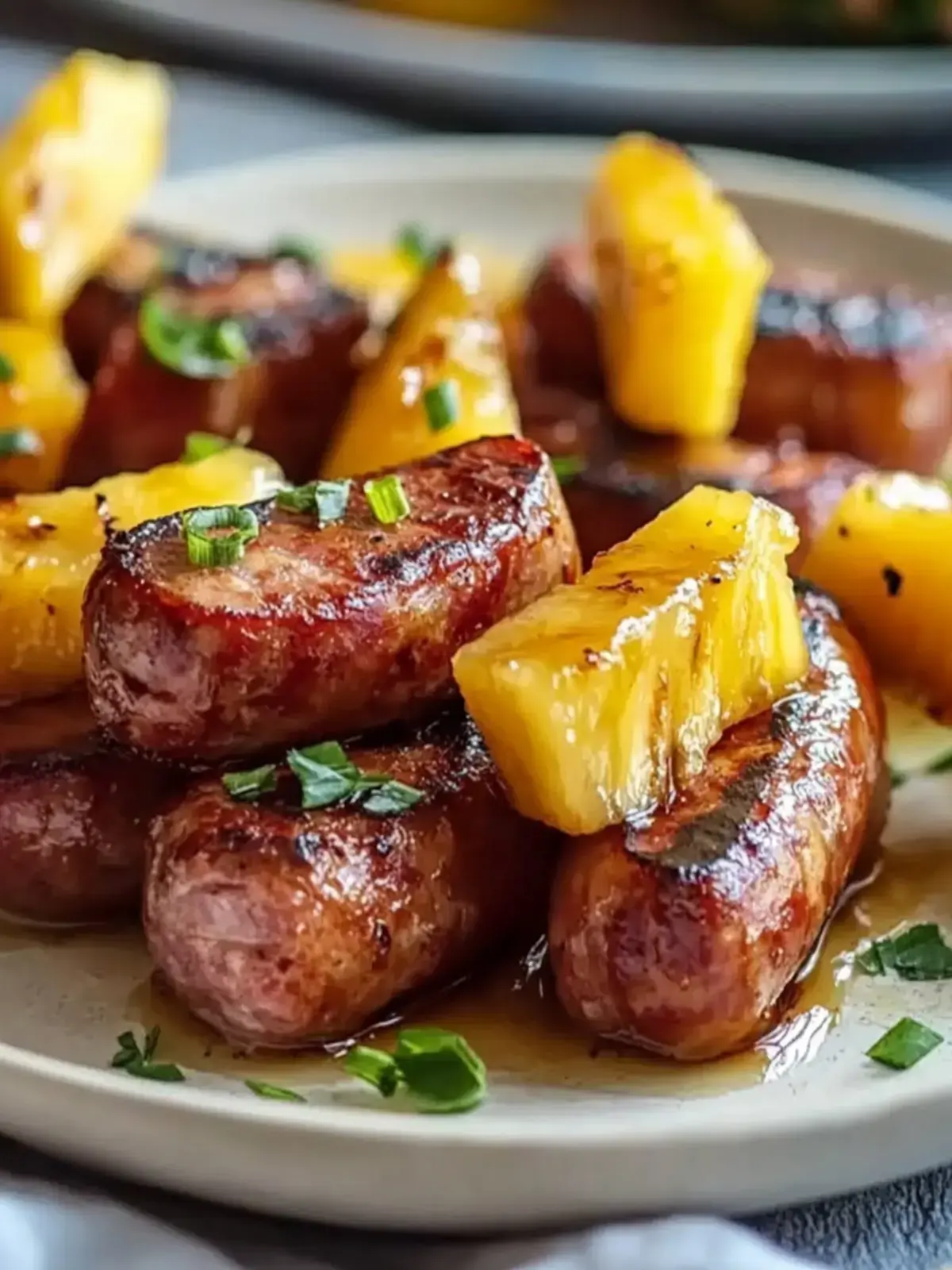 Glasierte Kielbasa Ananas Häppchen
