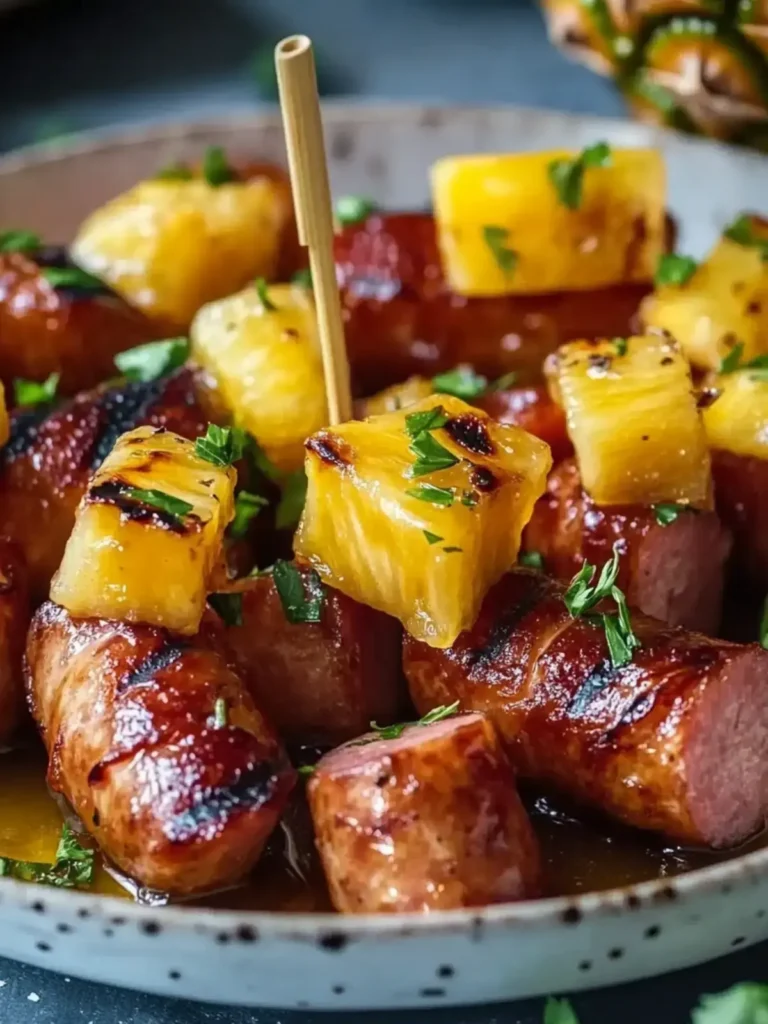 Glasierte Kielbasa Ananas Häppchen