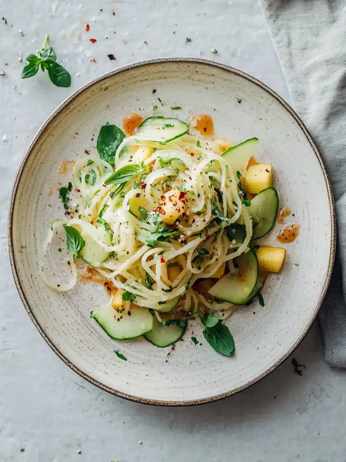 Glasnudelsalat mit Kohlrabi und Apfel