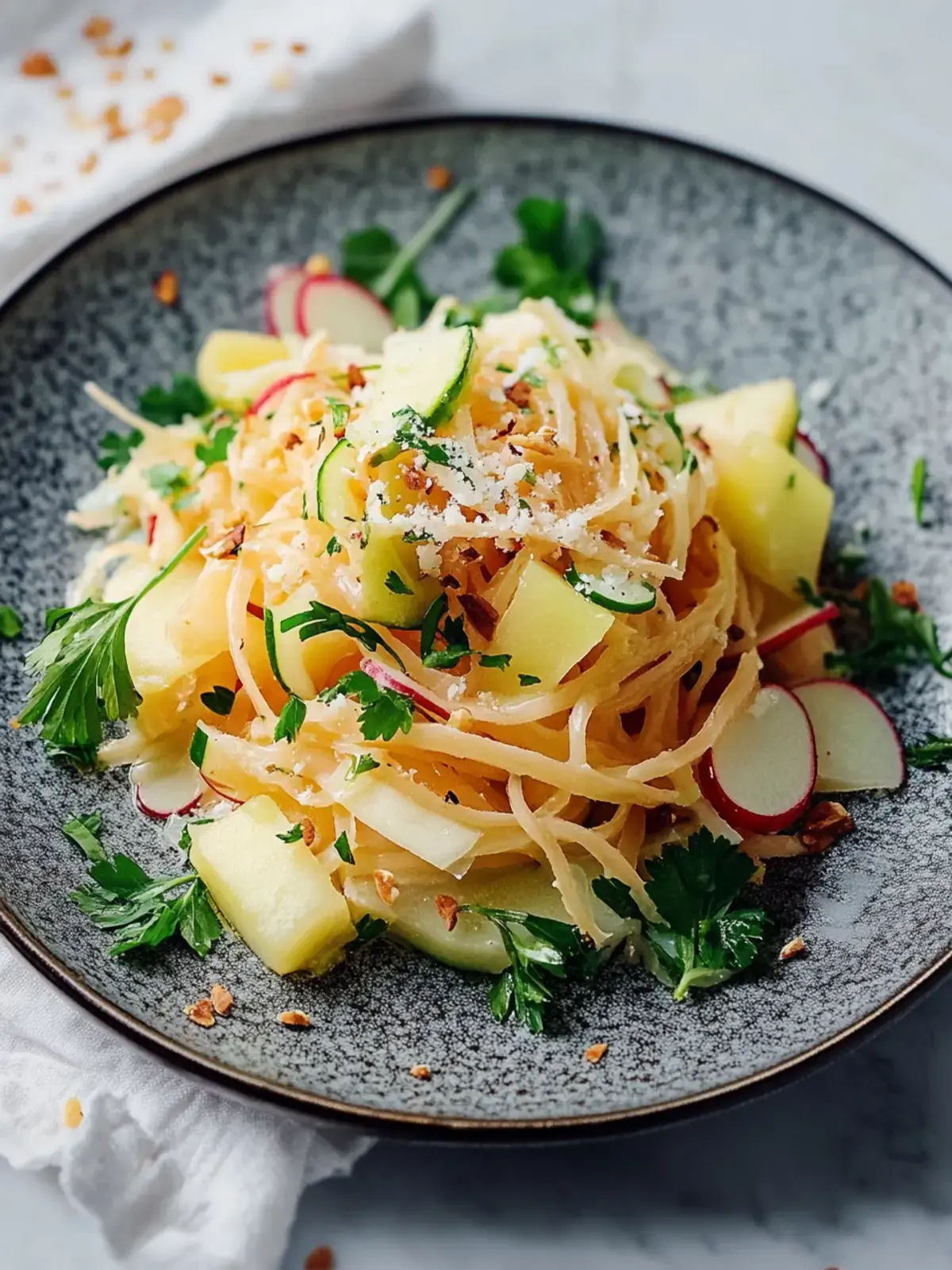 Glasnudelsalat mit Kohlrabi und Apfel