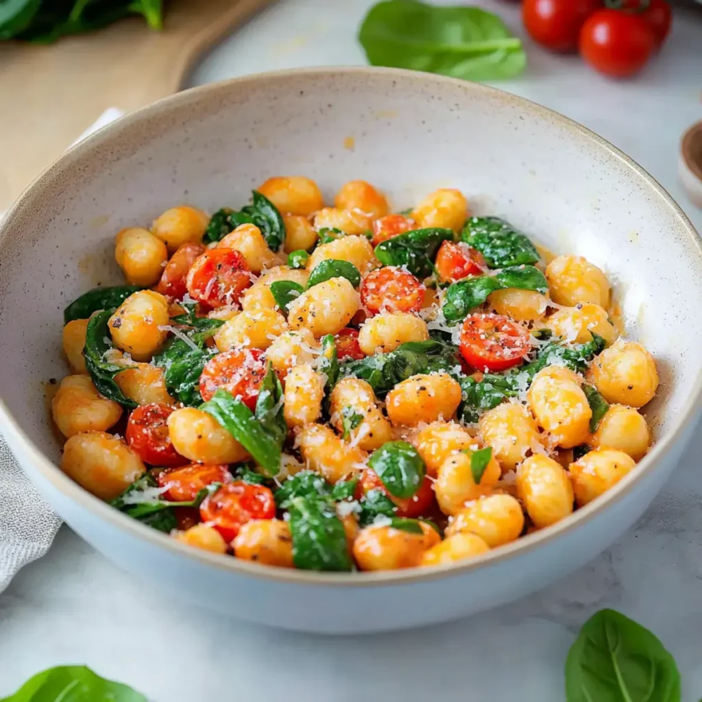 Köstliche Gnocchi-Pfanne mit Spinat und Tomaten in 15 Minuten