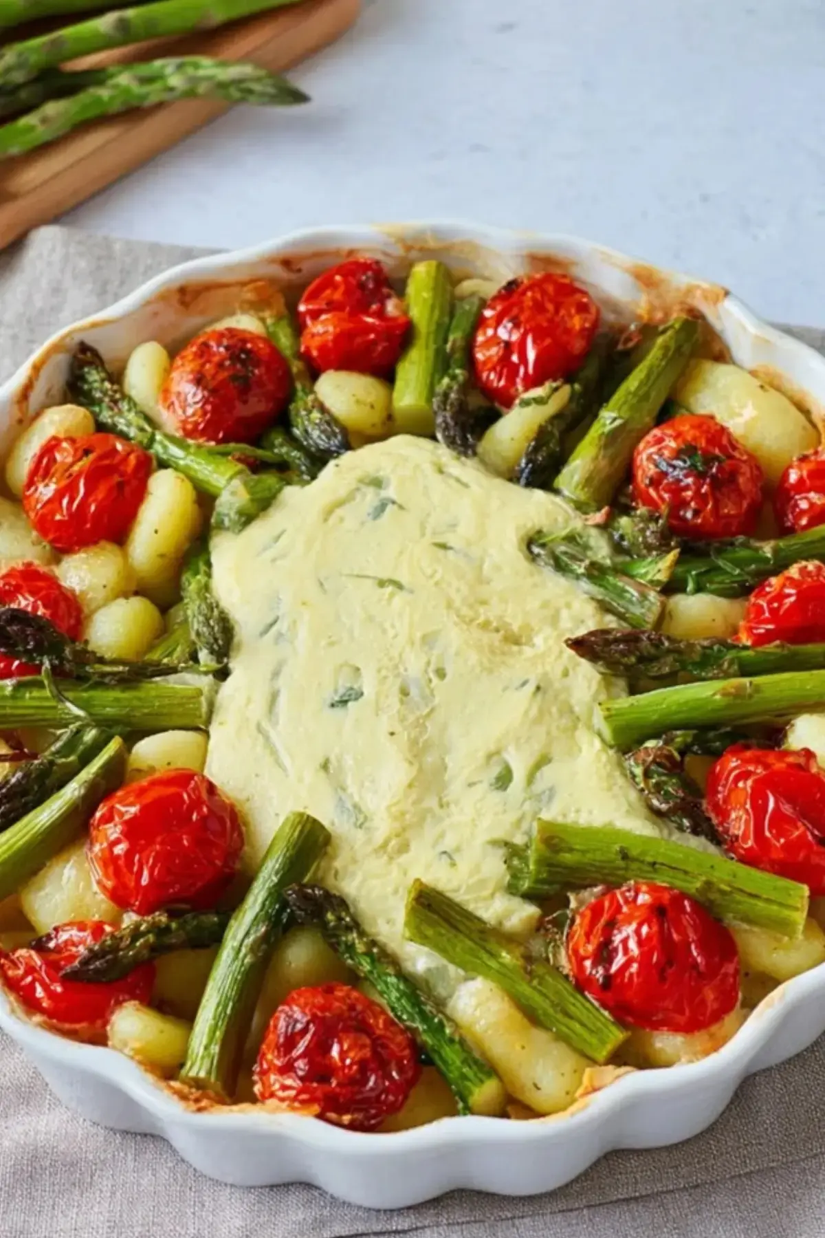 Gnocchiauflauf mit grünem Spargel
