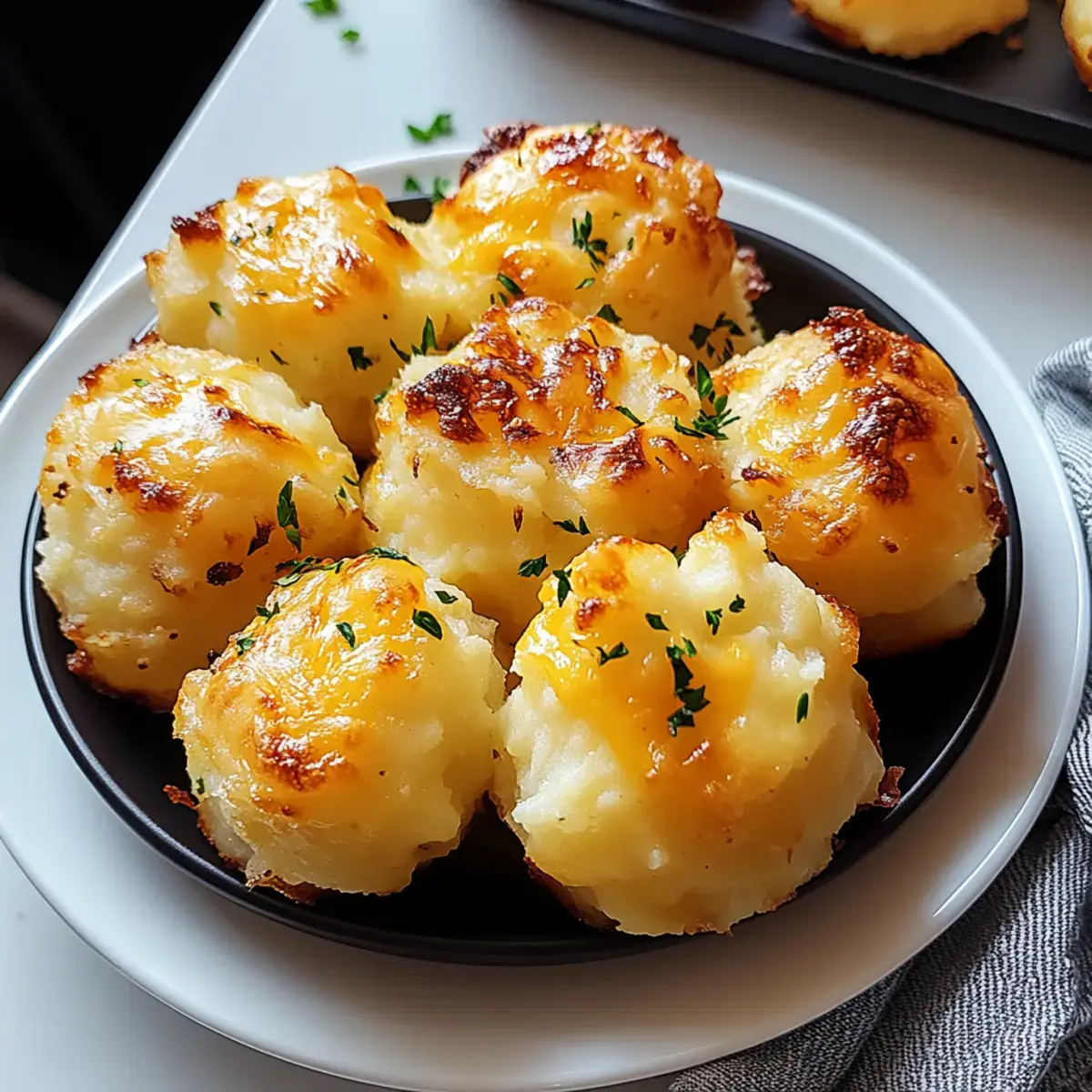 Goldene käsige Kartoffelpüree-Puffs