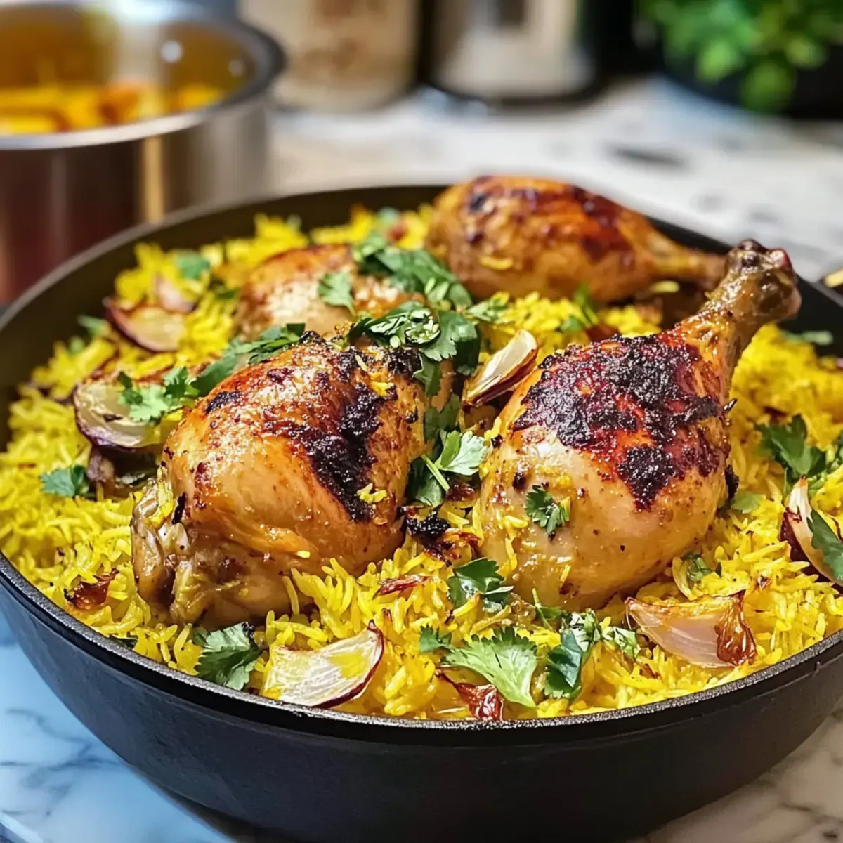 Goldenes Hähnchen Biryani