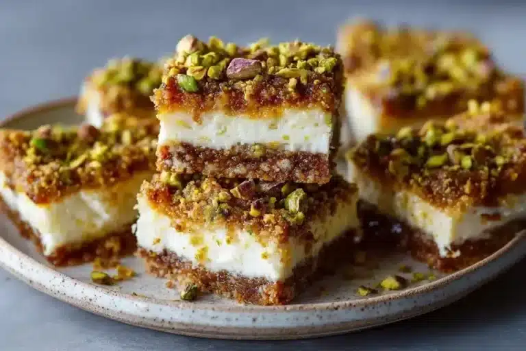 Greek Honey Pistachio Cheesecake Bars