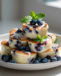 Griechische Joghurt Blaubeer-Pfannkuchen Bites
