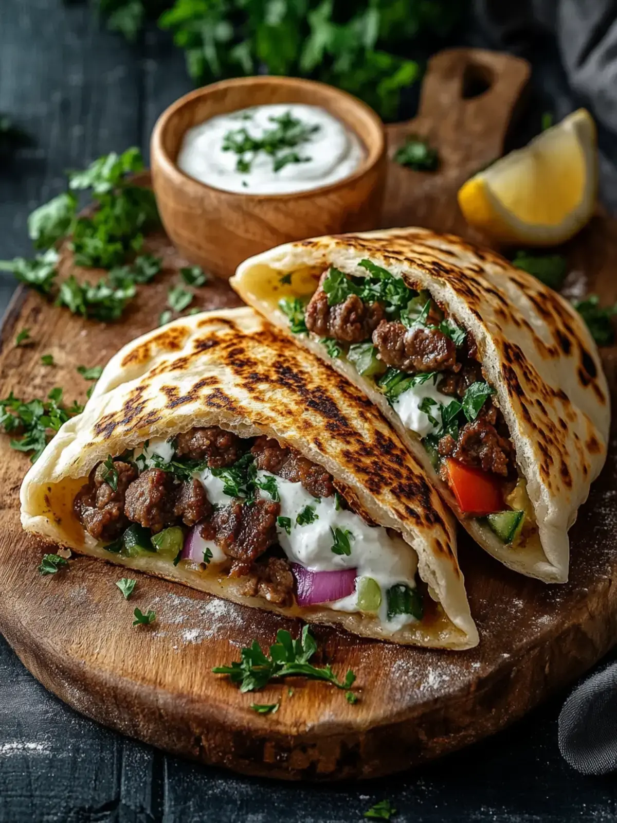 Griechische Rindfleisch gefüllte Pita