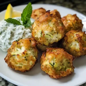 Griechische Zucchinibällchen mit Feta und Minze (Kolokithokeftedes)