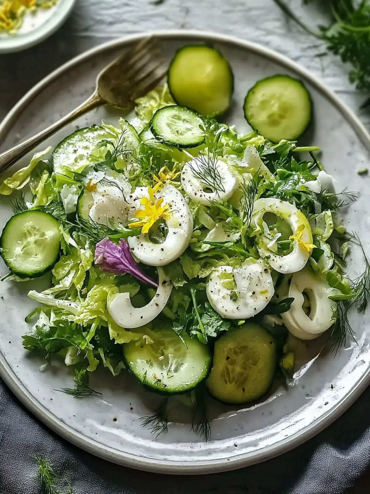 Gryner Kohl Gurkensalat