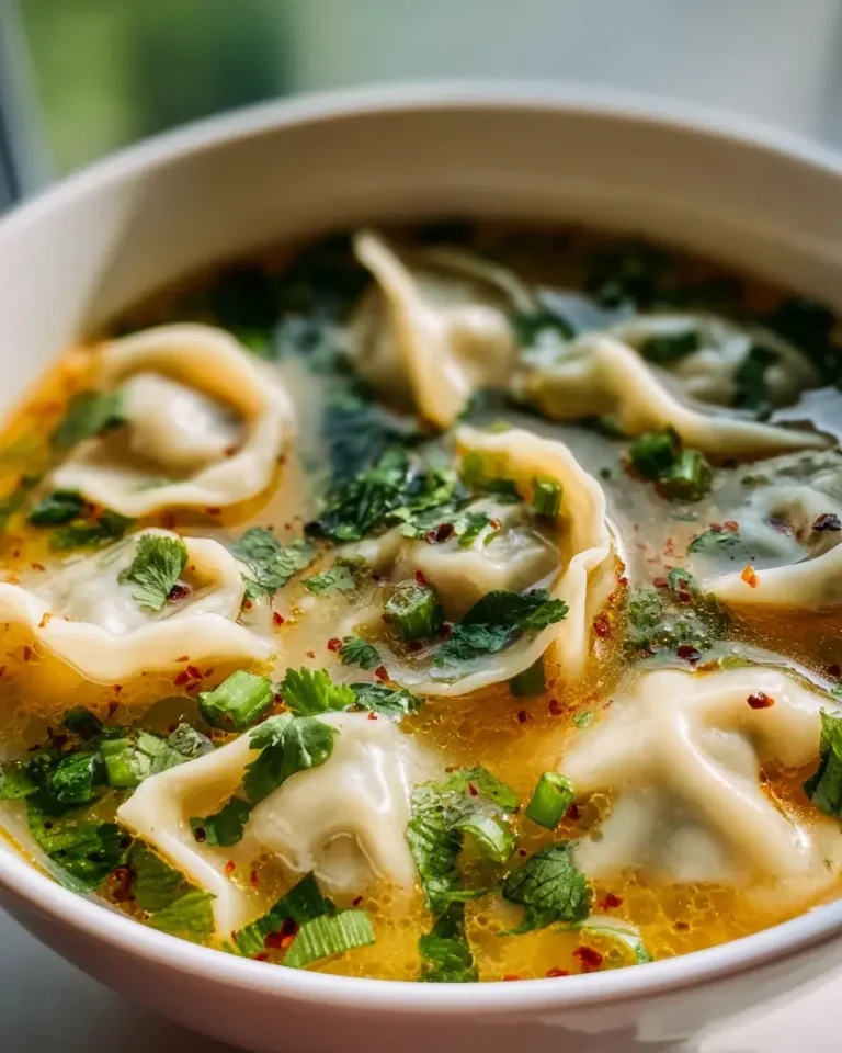 Leckere Gyoza-Suppe mit Rindfleisch und frischem Gemüse – Tastelle