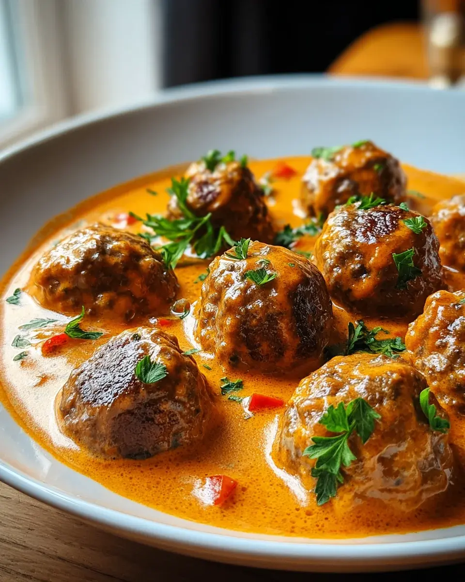 Hackbällchen in cremiger Paprikasauce