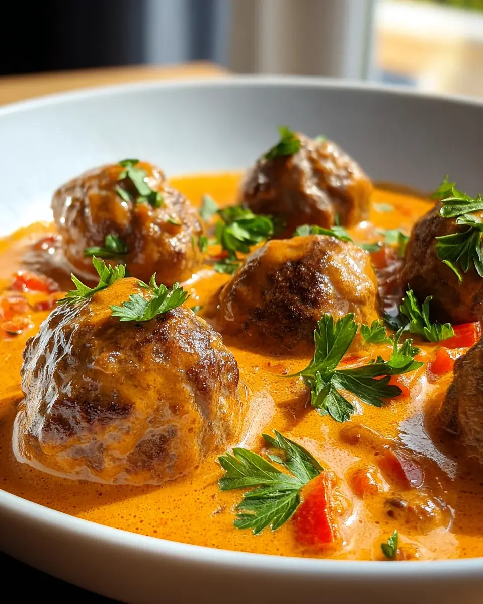 Hackbyllchen in cremiger Paprikasauce