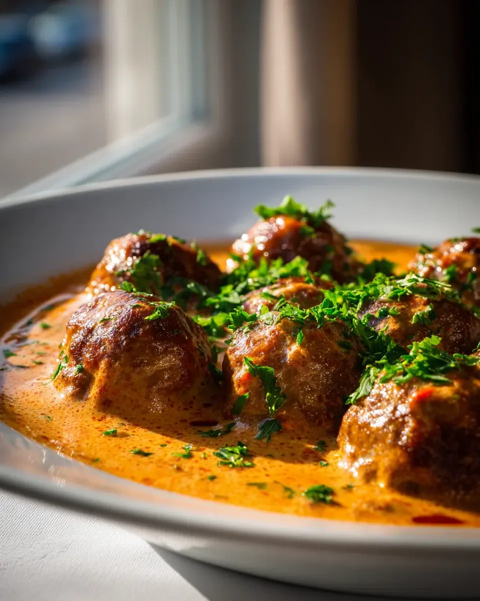 Hackbällchen in cremiger Paprikasose