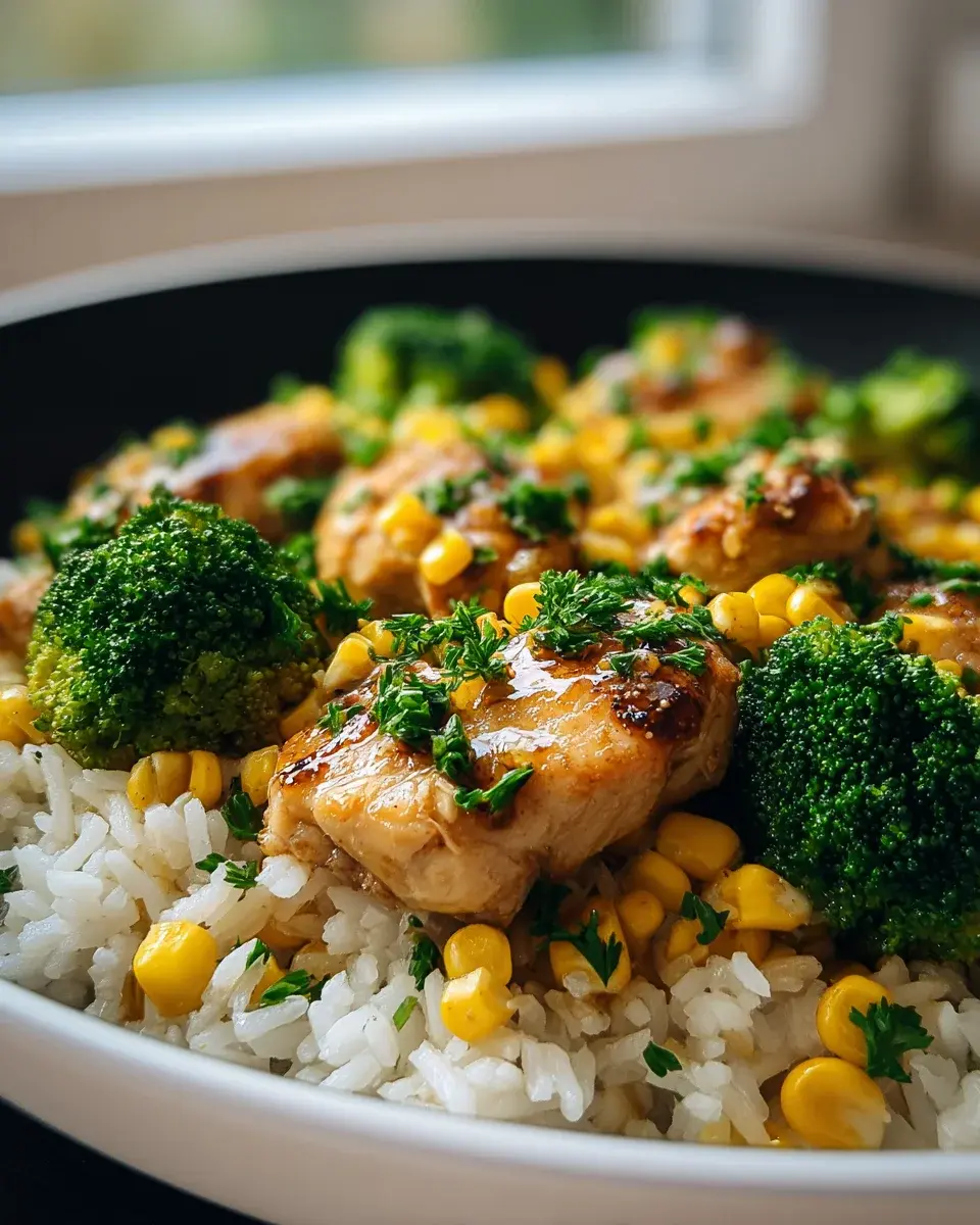 Hahnchen Reis Pfanne Mit Brokkoli Und Mais