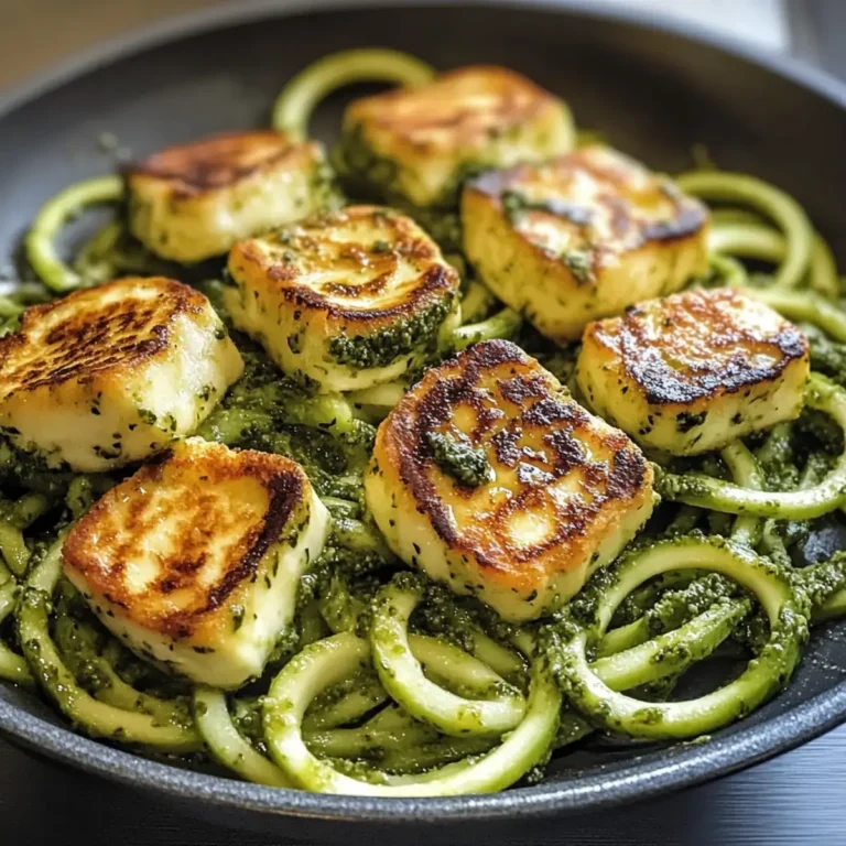 Irresistible Halloumi mit Zucchini-Pesto-Nudeln schnell und gesund