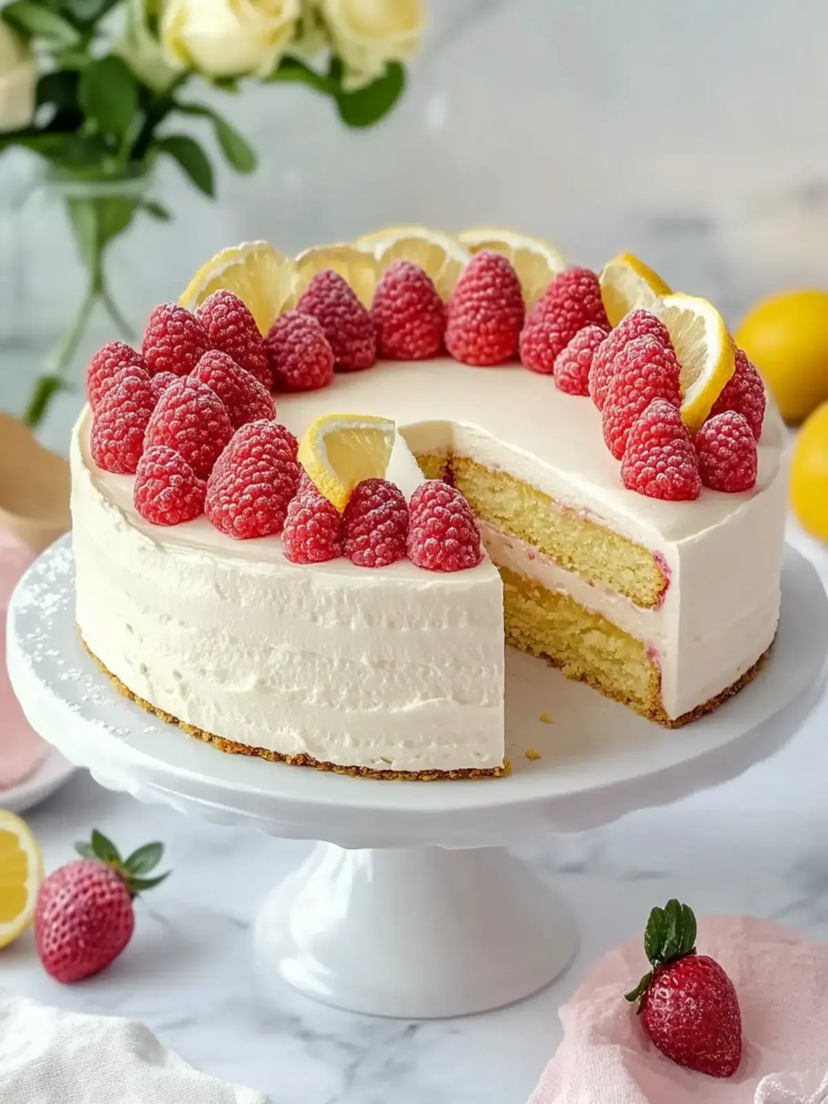 Hausgemachter Erdbeerkuchen Zitronencreme