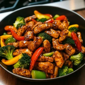 Hausgemachtes schwarzes Pfeffer Hühnchen Pfannengericht