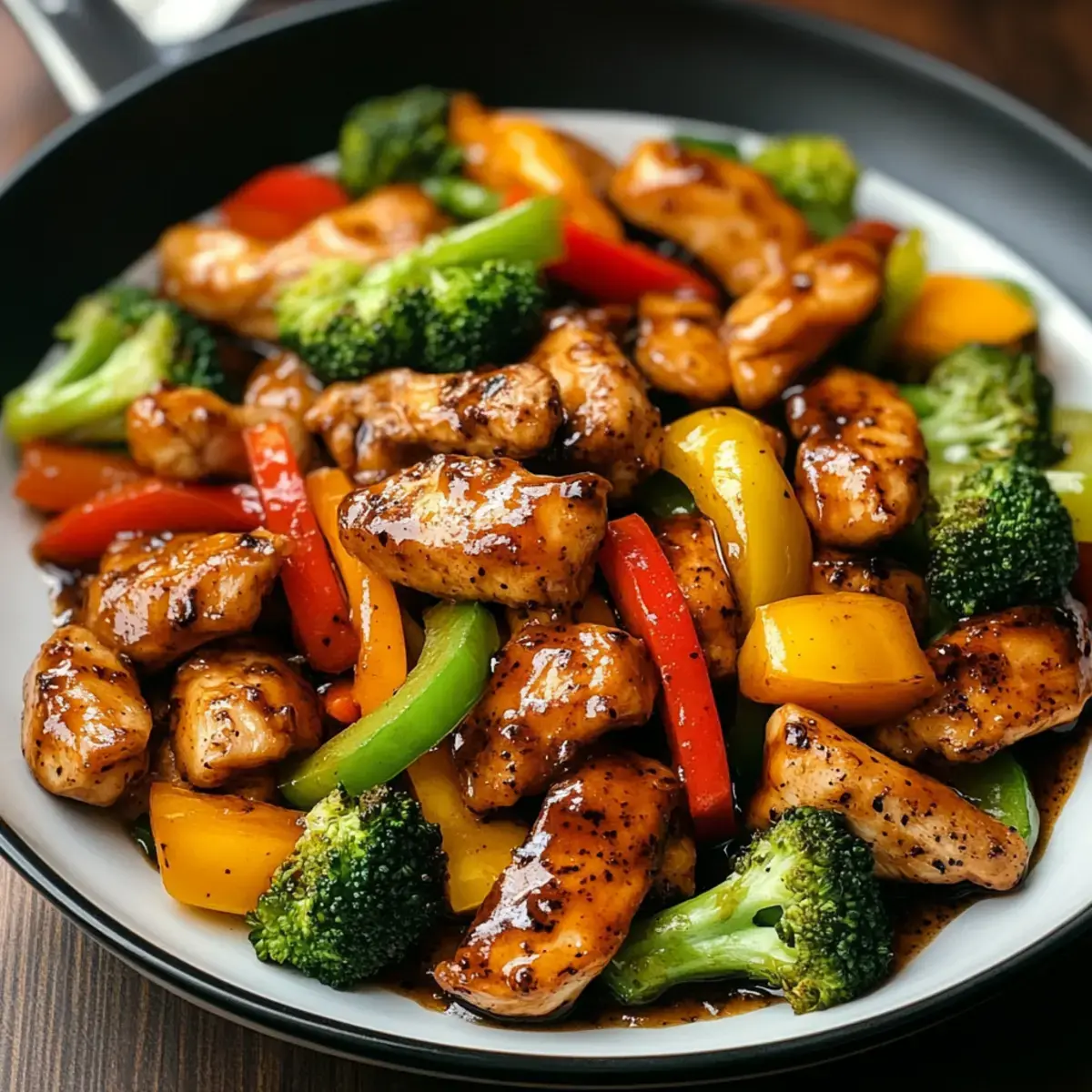 Hausgemachtes schwarzes Pfeffer Hühnchen Pfannengericht