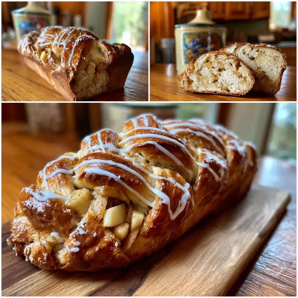 Hefezopf mit Apfelstückchen und Zimtglasur